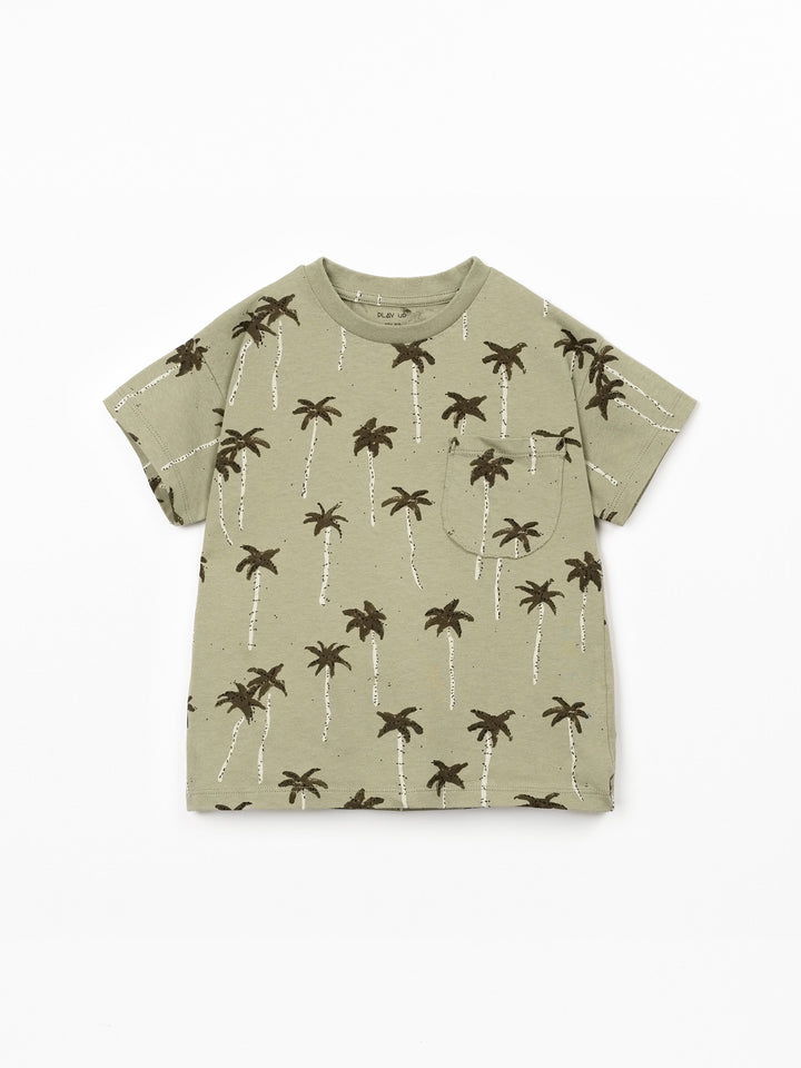 Boy palm tree print T-shirt in organic cotton by Play Up
