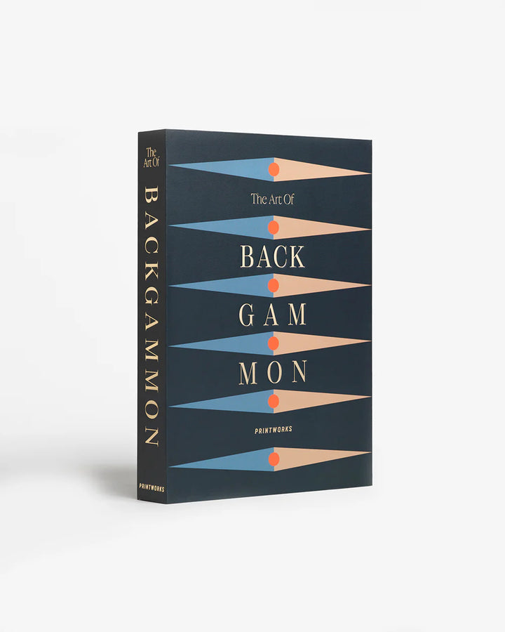 Art of Backgammon Anthracite board game with modern blue and amber design in decorative book-style storage box