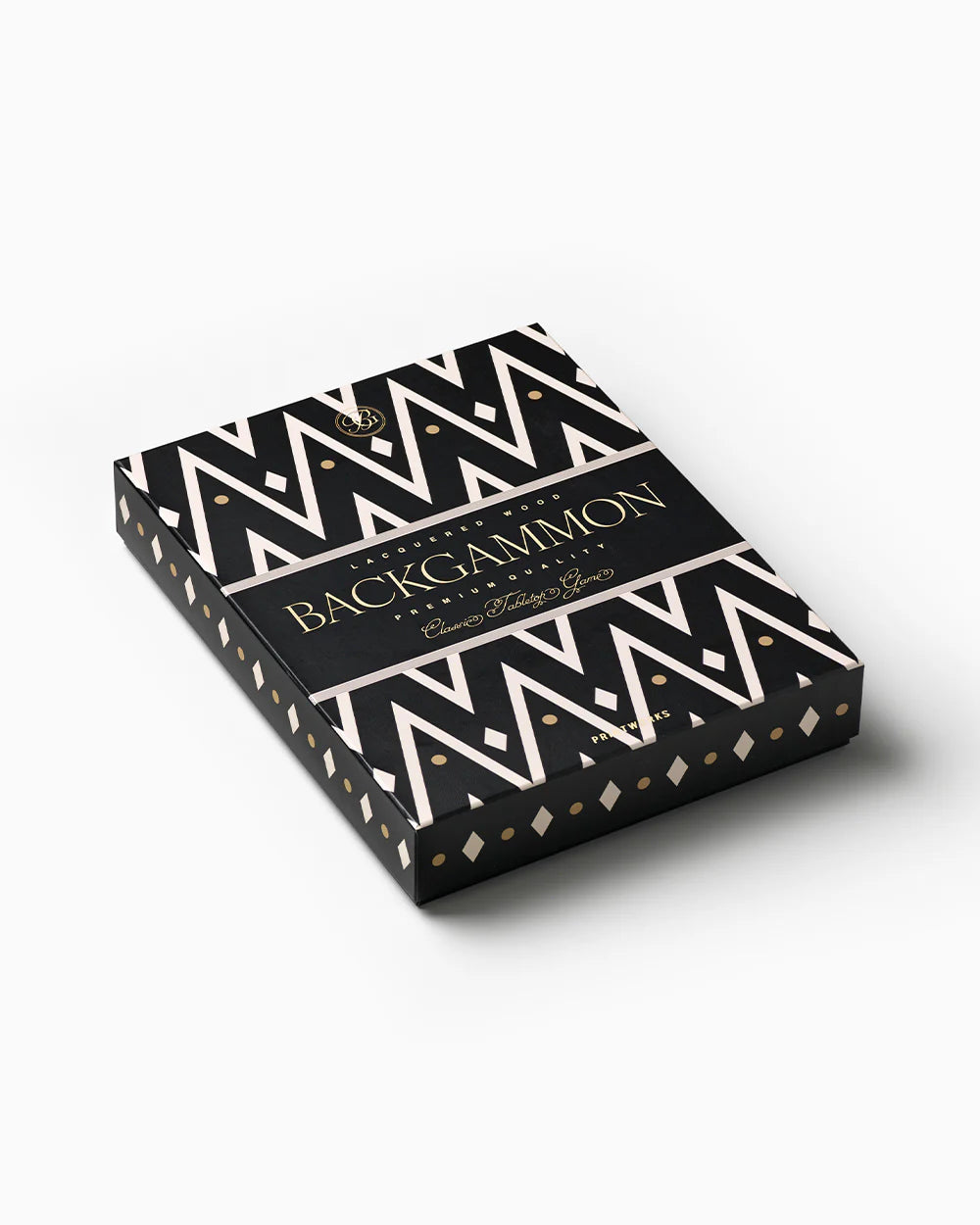 Printworks lacquered black backgammon board with acrylic pieces
