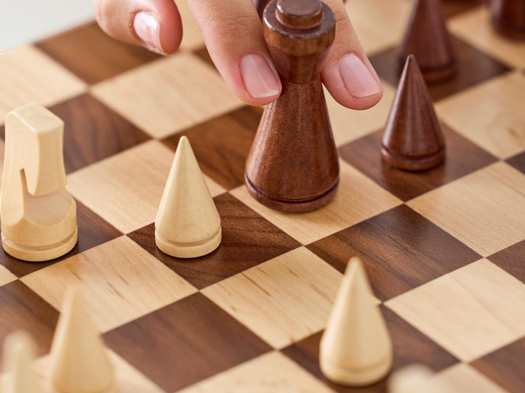 Printworks The Minimalist wooden chess set with premium wood pieces and elegant book-style storage box