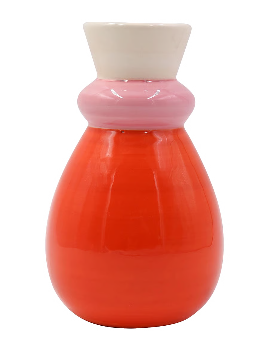 Que Rico Carolina ceramic vase in Amor Del Color design made from dolomite with a colourful modern pattern.