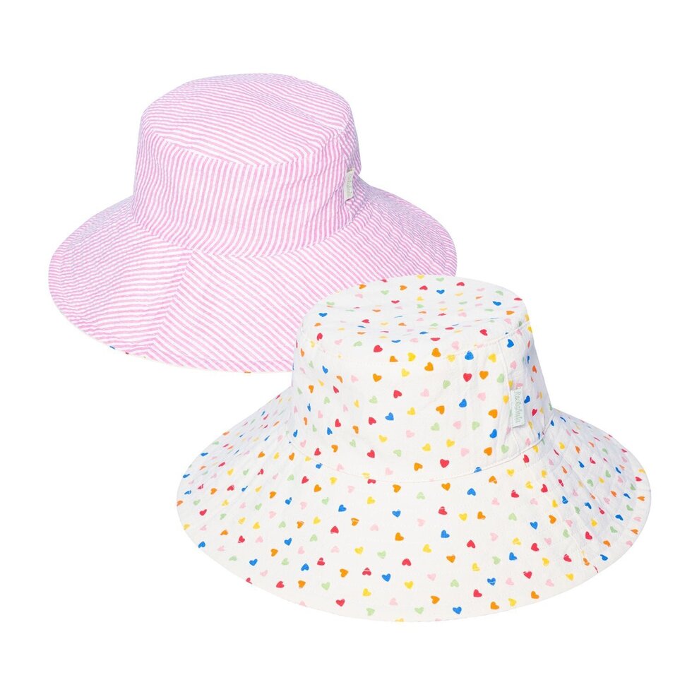 Rainbow Hearts Reversible Sun Hat - قبعة