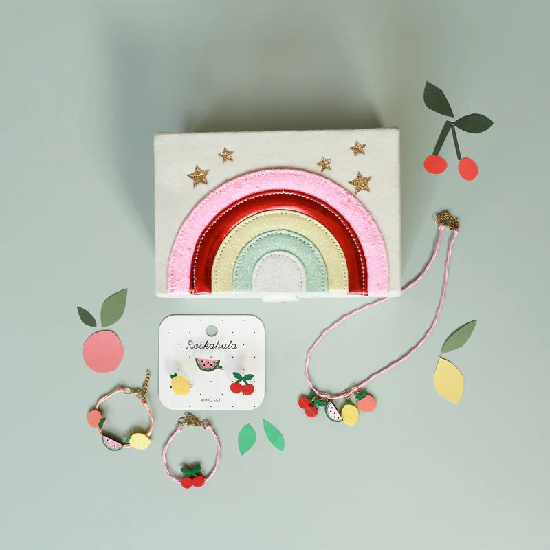 Rockahula Carnival Rainbow large jewellery box with vibrant rainbow design