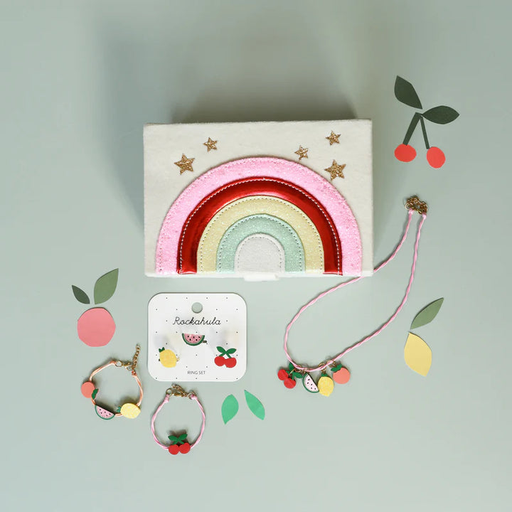 Rockahula Carnival Rainbow large jewellery box with vibrant rainbow design