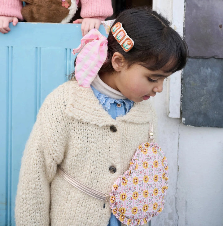 Rockahula Kids cottage floral crochet hair clip with pink and orange flowers for girls