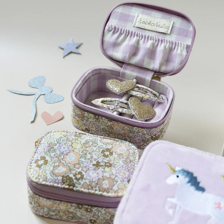 Rockahula Kids floral hair clips with glittery gold hearts