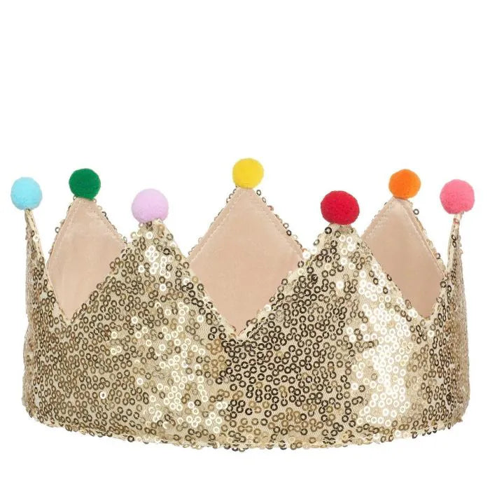 Rockahula crown gold sequin pom pom hair clips for kids with sparkly detailing