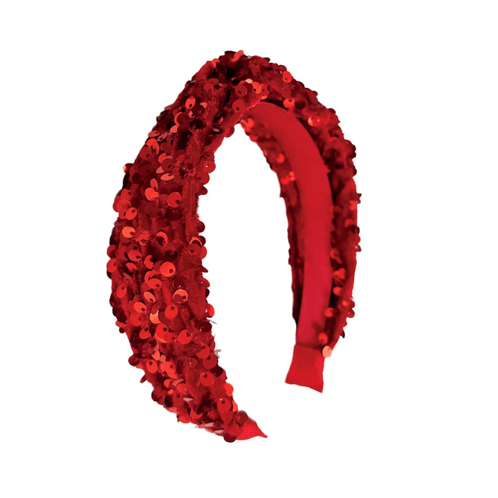 Sequin Velvet Headband - Red - مستلزمات