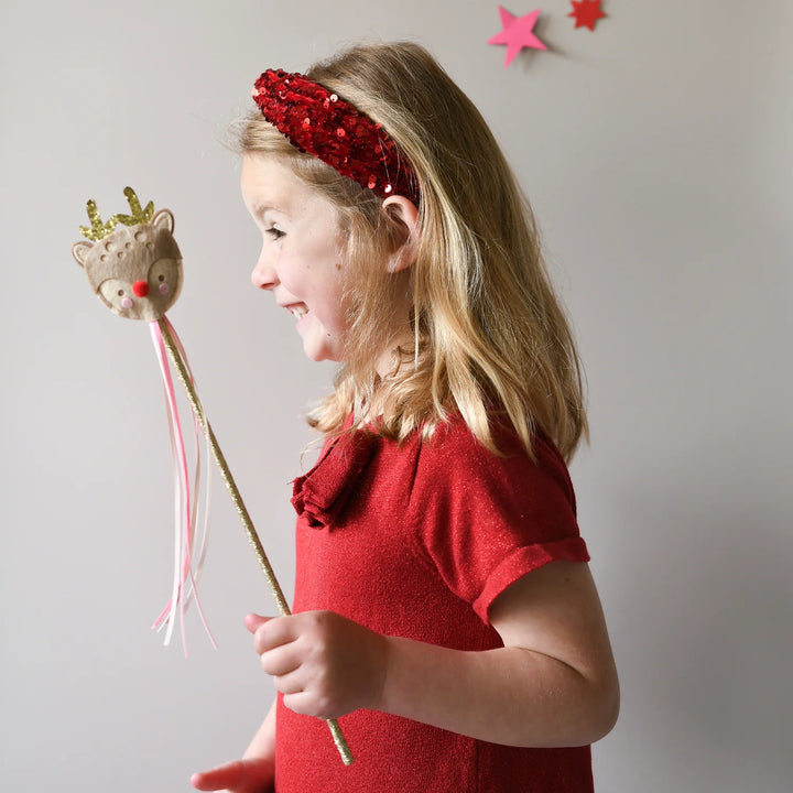 Sequin Velvet Headband - Red - مستلزمات