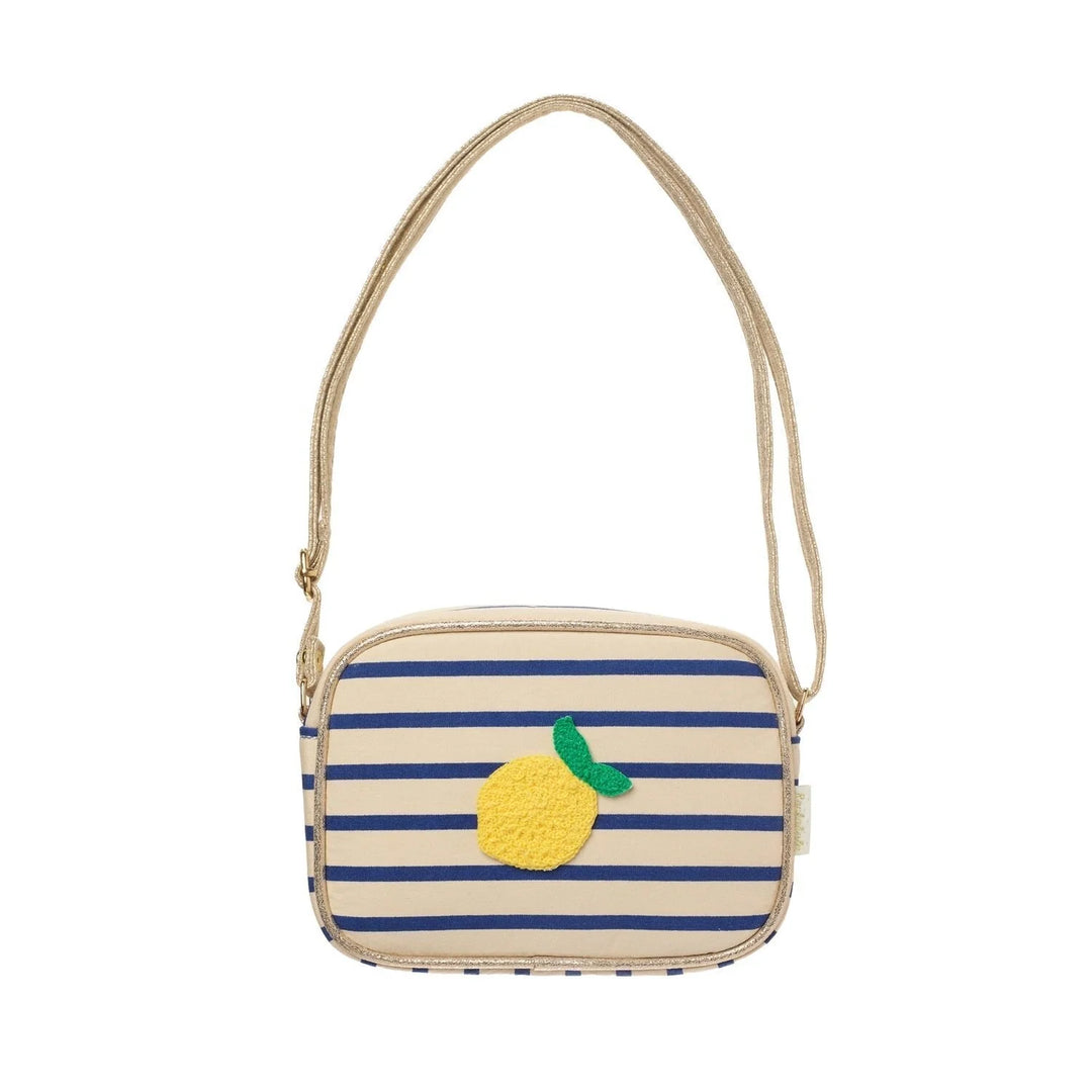 Rockahula Lemon Drop stripy kids bag with bold stripe design and zip closure
