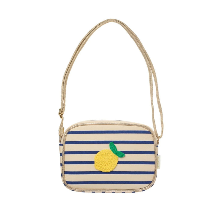 Rockahula Lemon Drop stripy kids bag with bold stripe design and zip closure