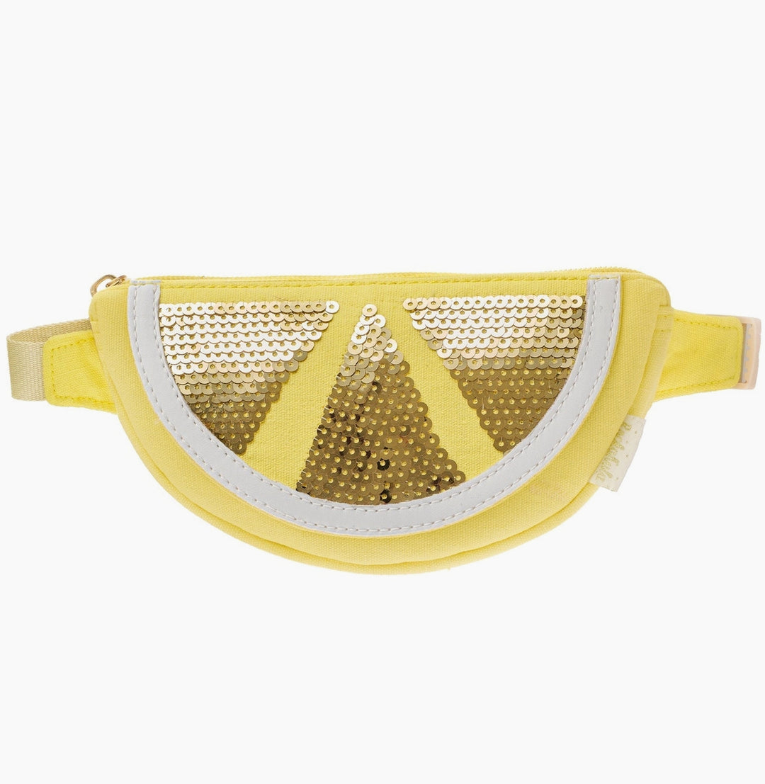 Lemon slice kids bum bag with zip closure and adjustable strap