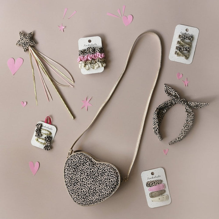Leopard Shimmer Mini Bow Clip Set - مستلزمات