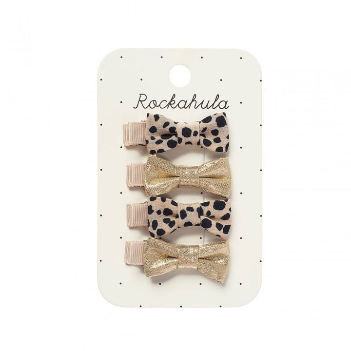 Leopard Shimmer Mini Bow Clip Set - مستلزمات