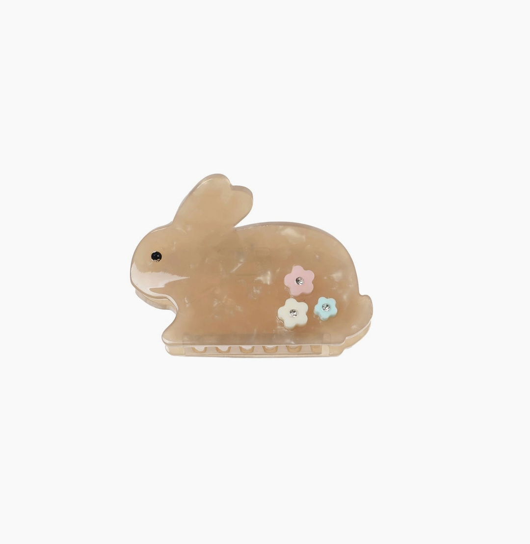 Little bunny-shaped hair claw clip for kids in soft pastel colors