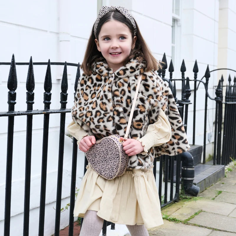 Rockahula Kids heart-shaped leopard print bag with gold strap
