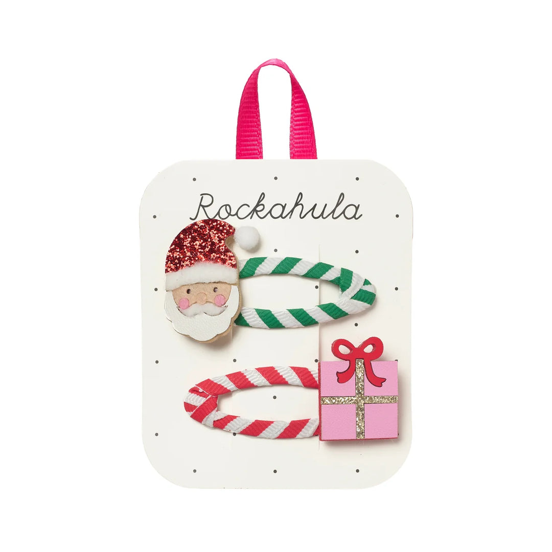 Rockahula Kids Merry Santa Christmas hair clips with colourful festive motifs and glitter details