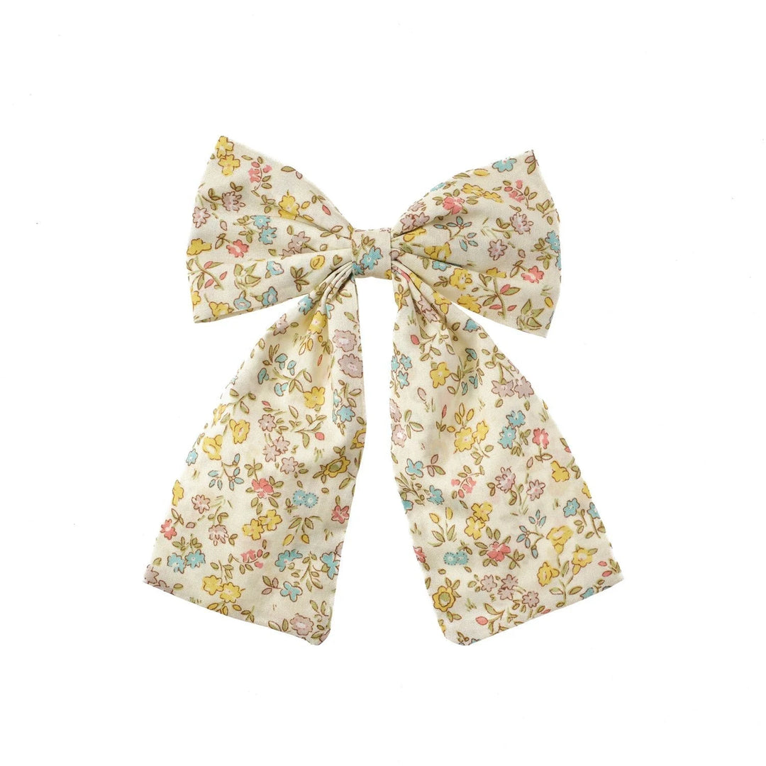 Rockahula petal long bow hair clip for kids in floral fabric