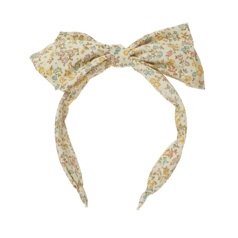 Rockahula petal double bow hairband for kids with floral-inspired fabric bows