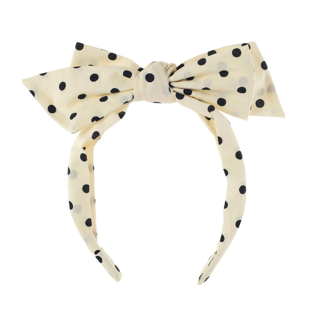 Rockahula polka dot double bow headband for kids in classic print