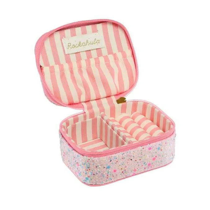 Rockahula rainbow confetti glitter mini jewelry box for kids with sparkly finish
