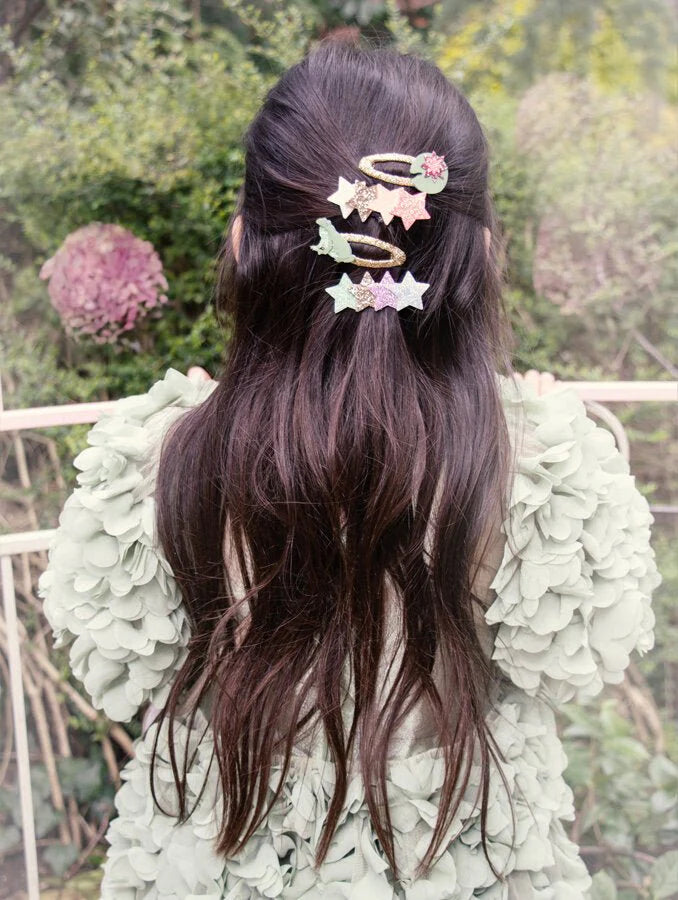 Rainbow Shimmer Star Clips - مستلزمات