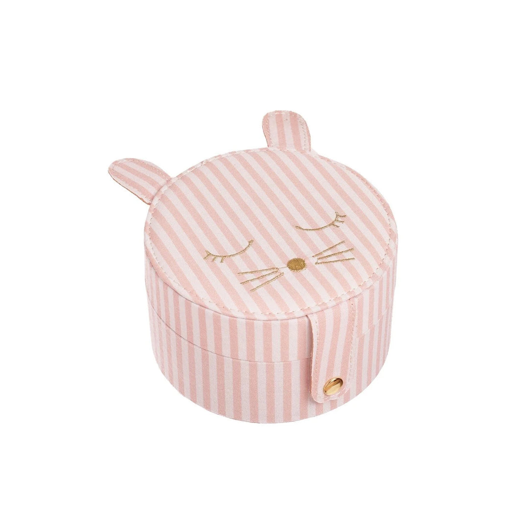 Rockahula stripy bunny round jewellery box for kids with bunny motif