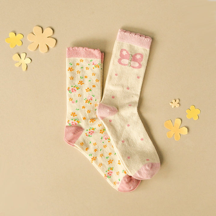 Tiny Blossom Butterfly 2 Pack Socks - مستلزمات