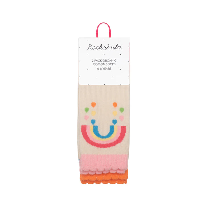 Vintage Rainbow and Sun 2 Pack Socks 9-12 Jnr - مستلزمات
