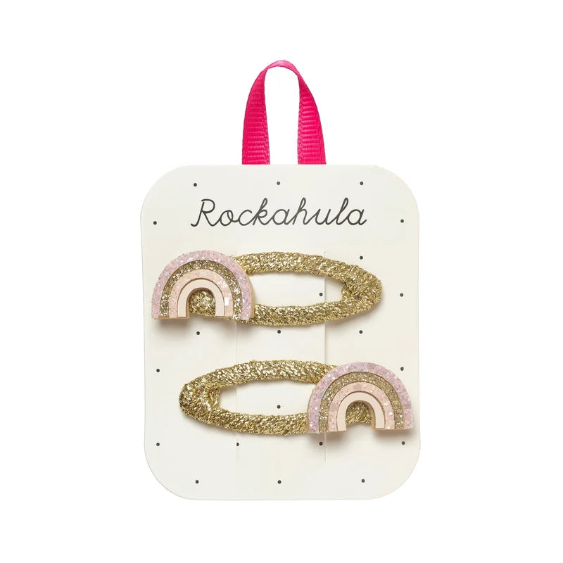 Rockahula Kids neutral rainbow hair clips with shimmering gold details