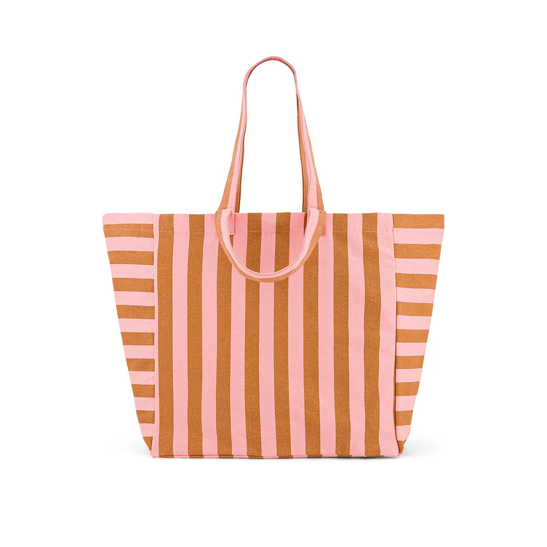 Elisa large cotton tote bag with striped and leopard patterns, oversized canvas shopping and beach bag
