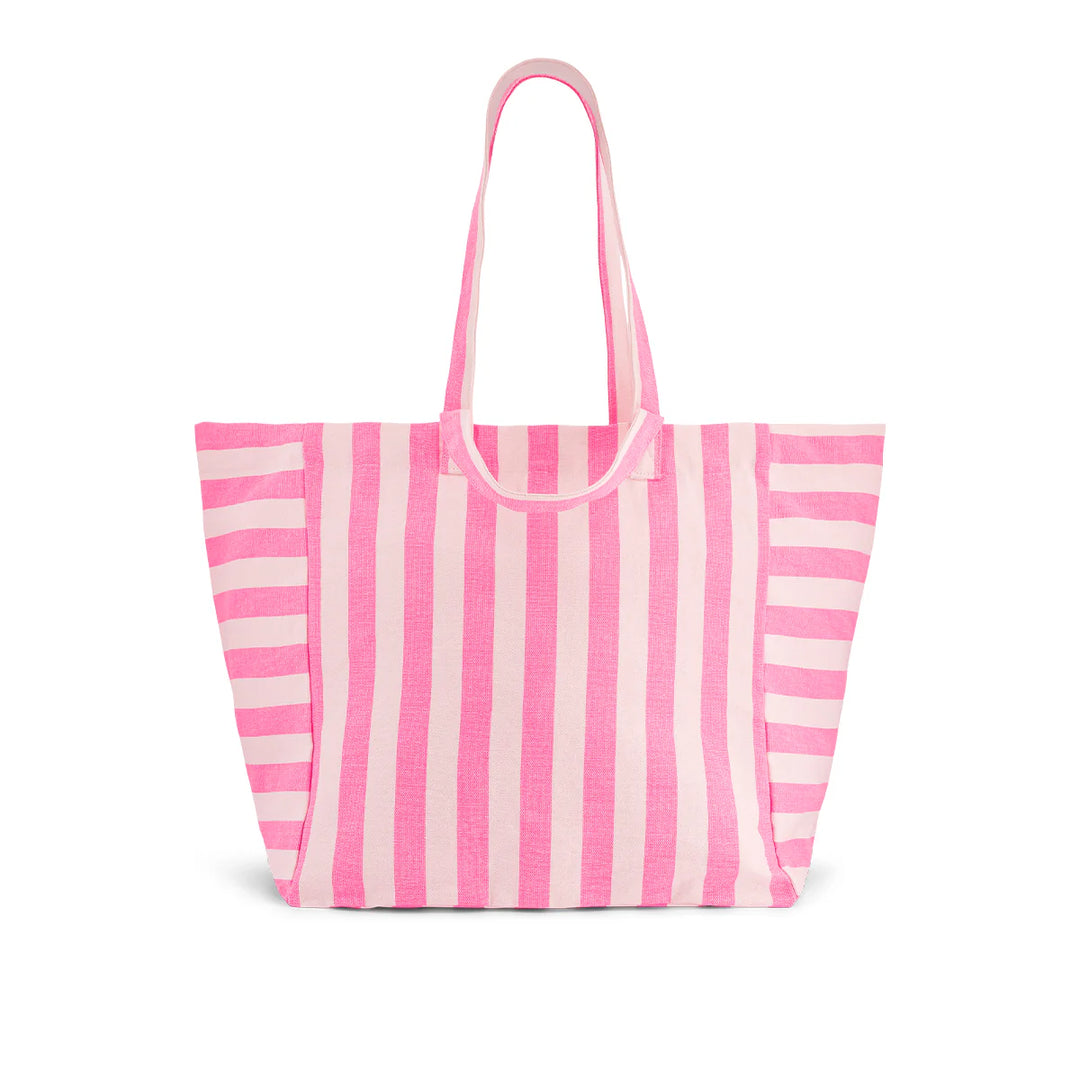 Elisa large cotton tote bag with striped and leopard patterns, oversized canvas shopping and beach bag
