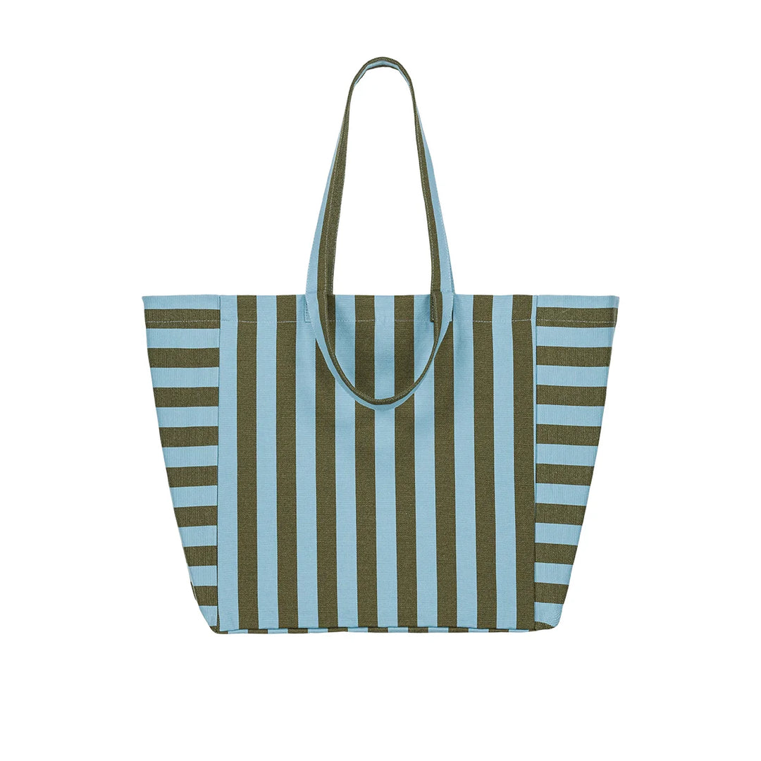 Elisa large cotton tote bag with striped and leopard patterns, oversized canvas shopping and beach bag
