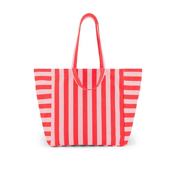 Elisa large cotton tote bag with striped and leopard patterns, oversized canvas shopping and beach bag
