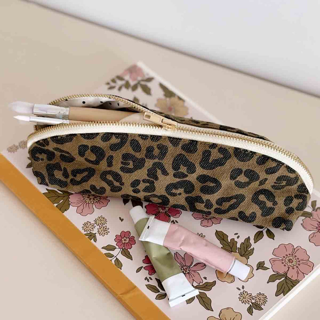 striped cotton canvas pencil case zip pouch school pencil bag
