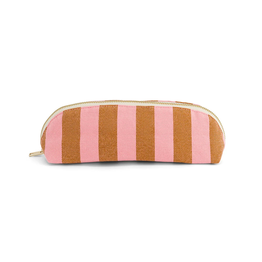  striped cotton canvas pencil case zip pouch school pencil bag
