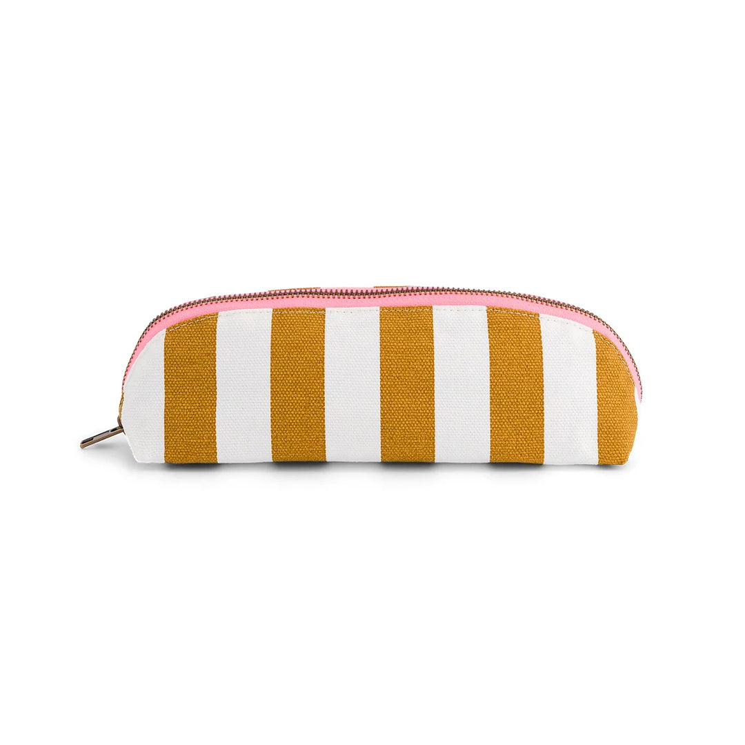striped cotton canvas pencil case zip pouch school pencil bag
