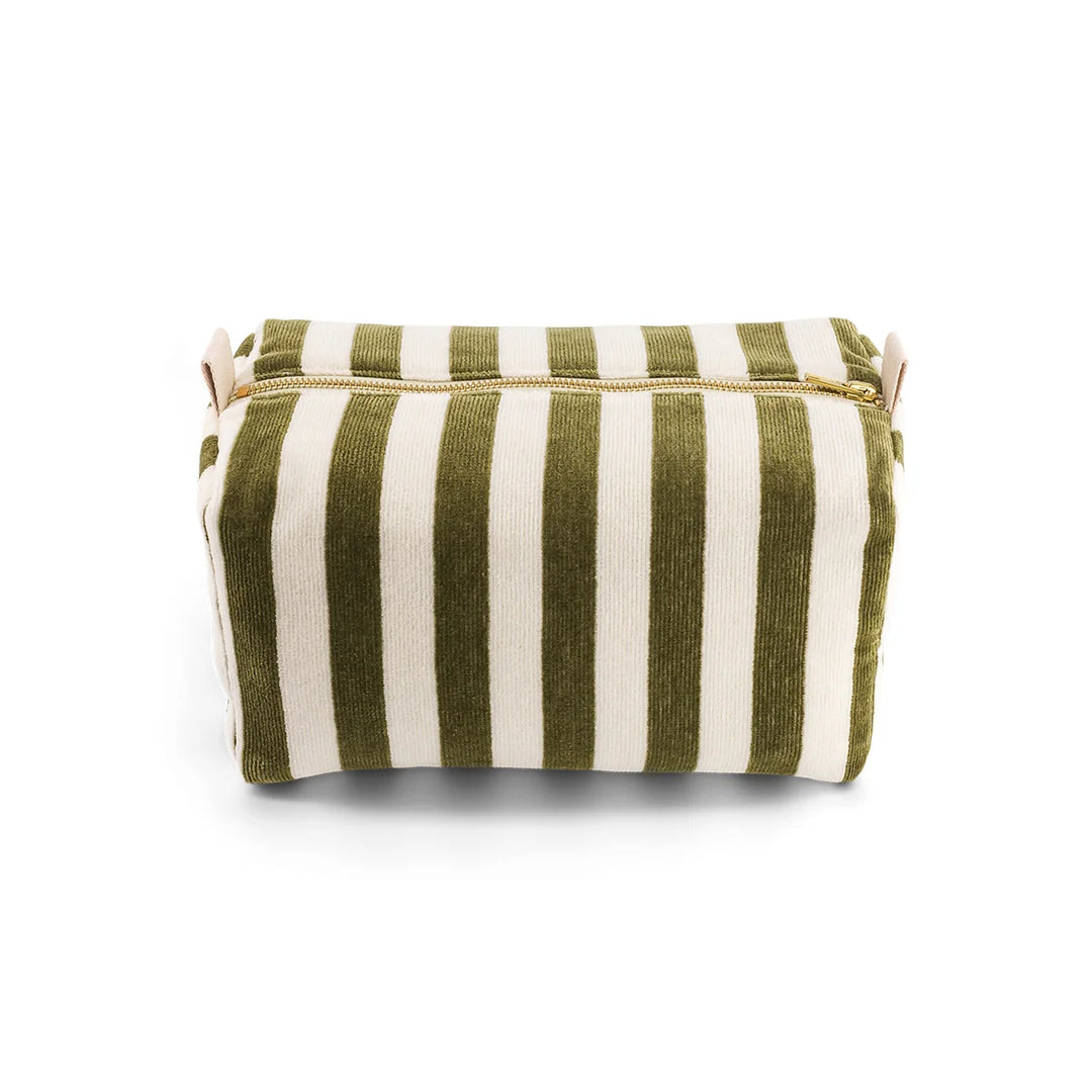 Vic terry wash bag in striped cotton with zip closure