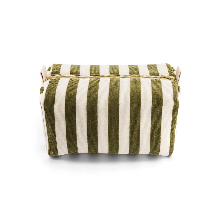 Vic terry wash bag in striped cotton with zip closure