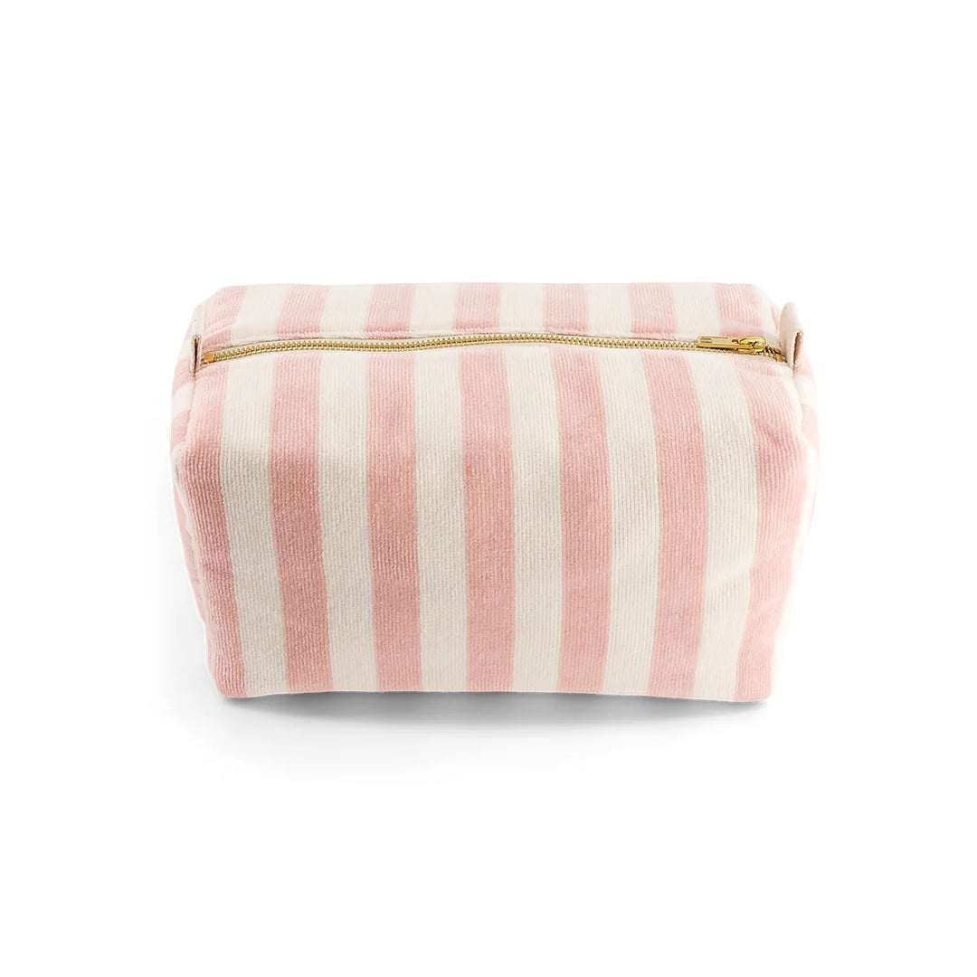 Vic terry wash bag in striped cotton with zip closure