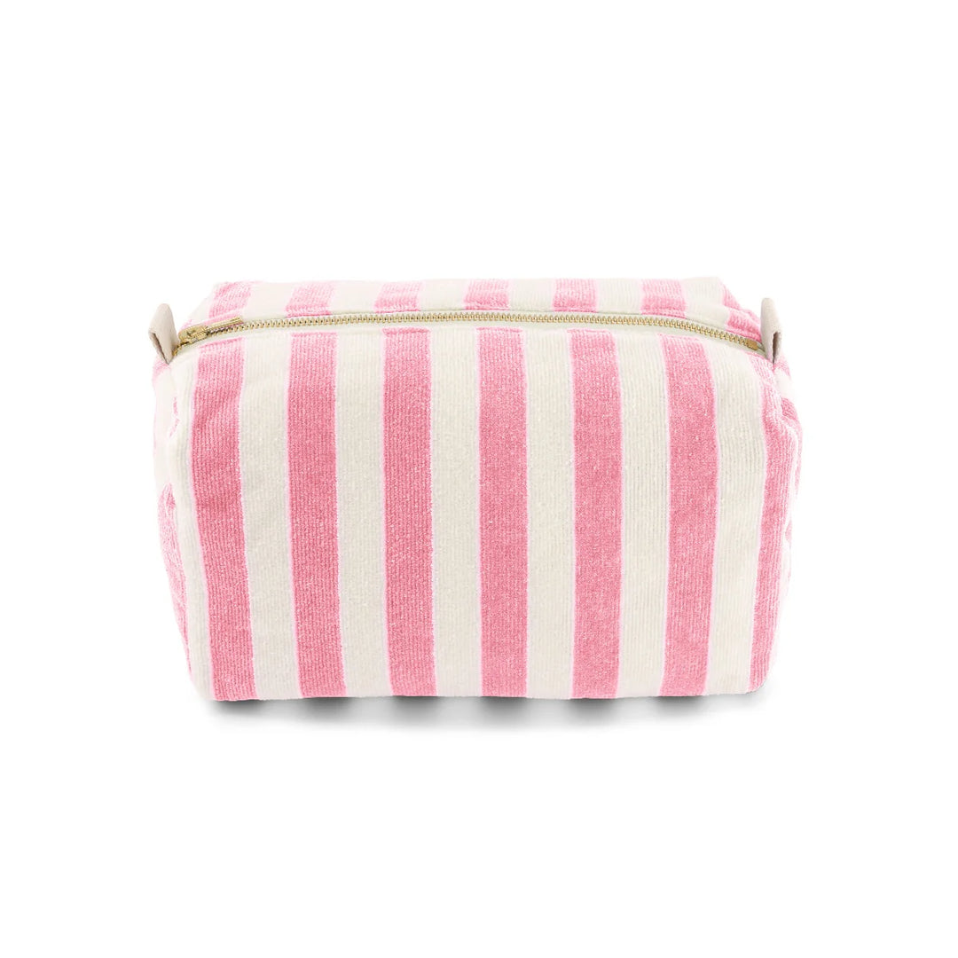 Vic terry wash bag in striped cotton with zip closure