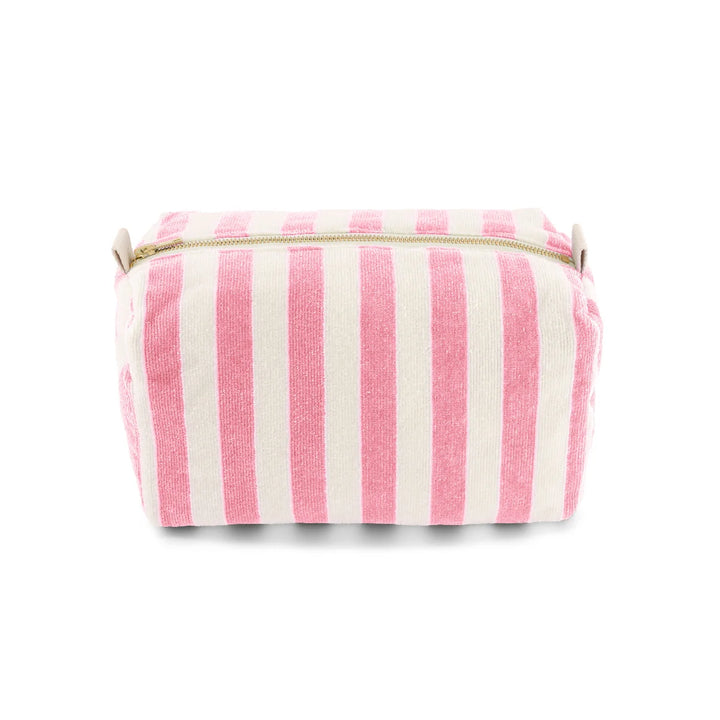 Vic terry wash bag in striped cotton with zip closure