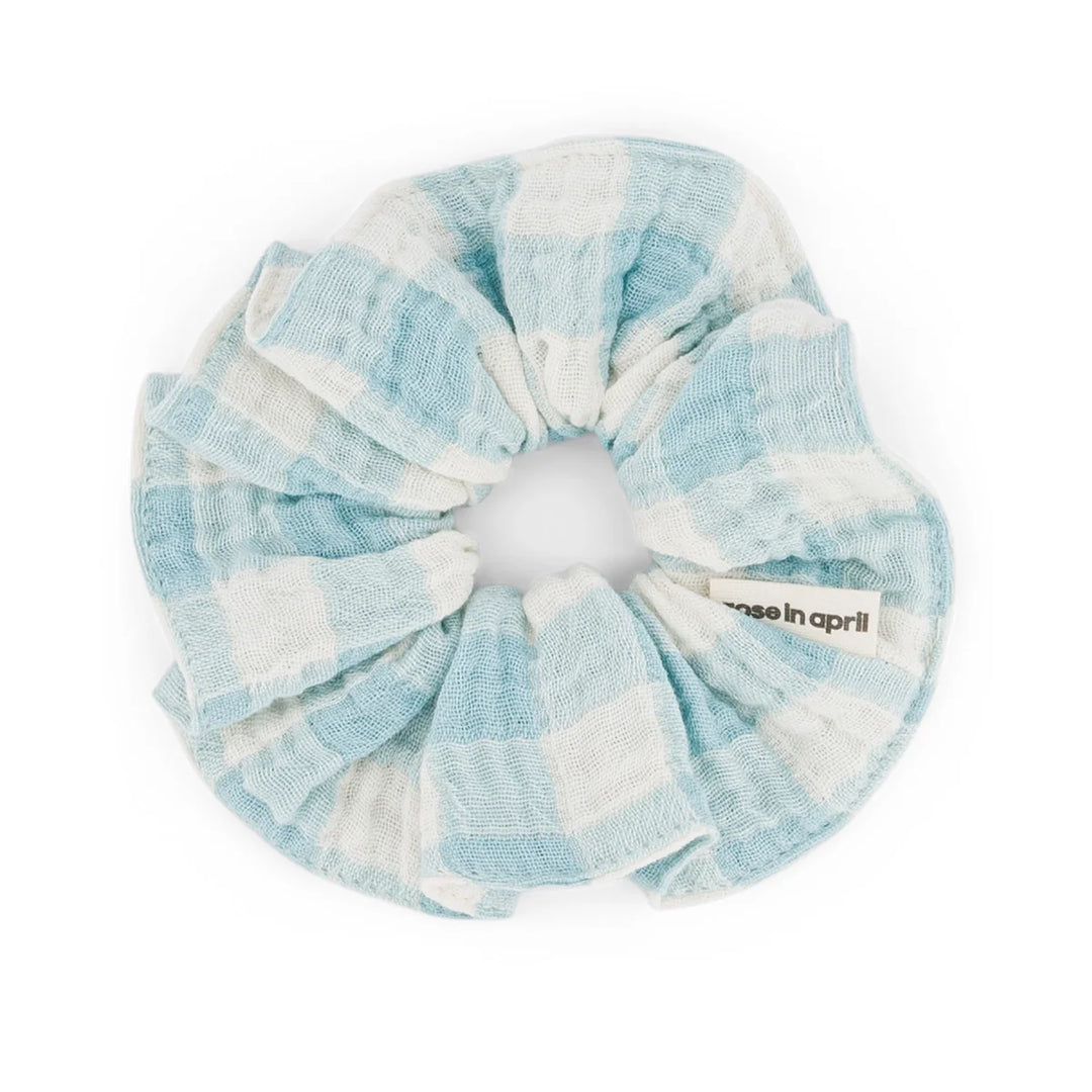 pink gingham scrunchie cotton muslin
