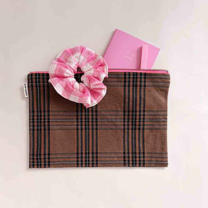 pink gingham scrunchie cotton muslin
