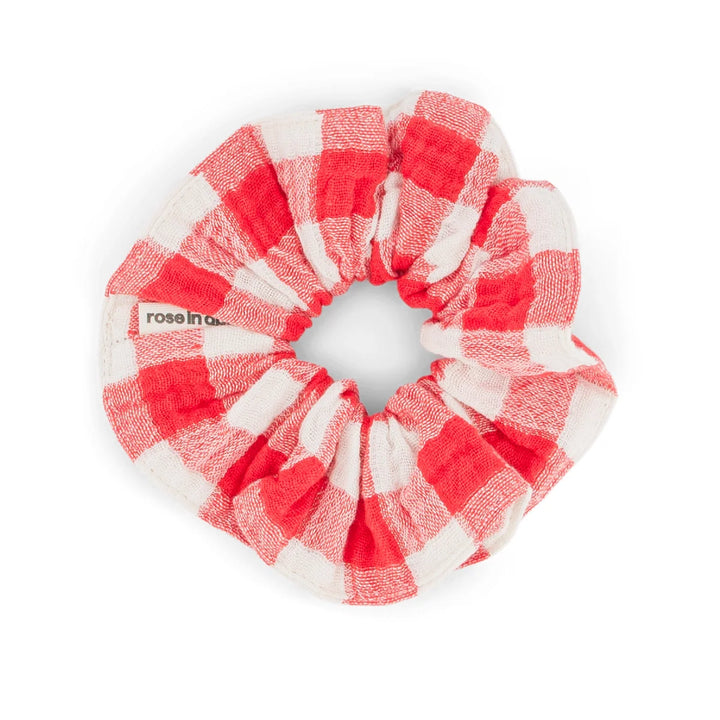 pink gingham scrunchie cotton muslin
