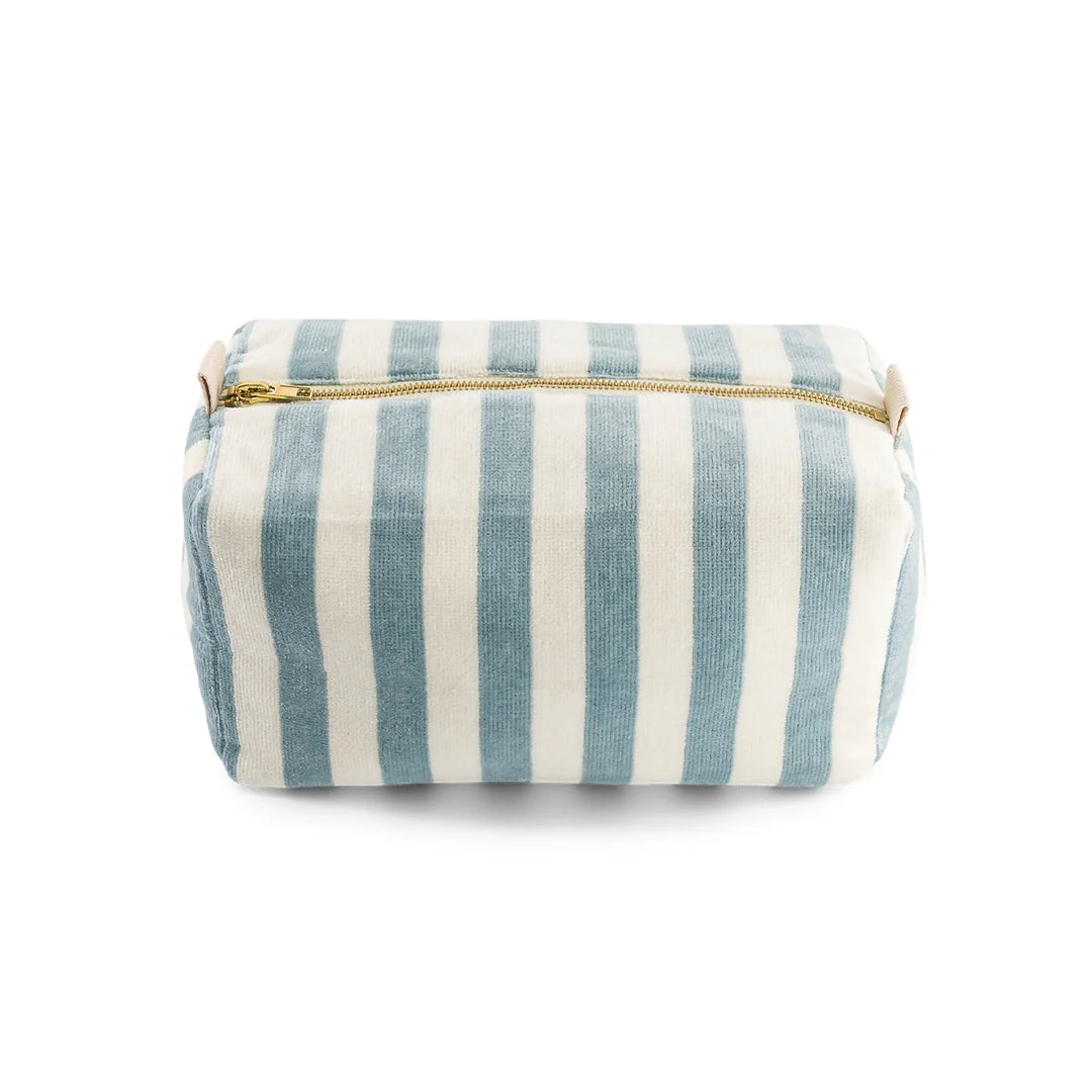 Vic terry wash bag in striped cotton with zip closure