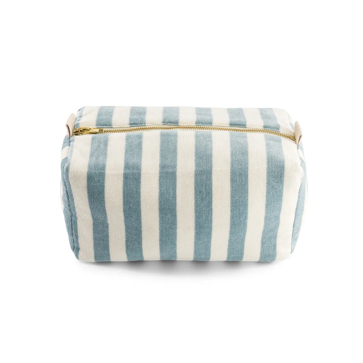 Vic terry wash bag in striped cotton with zip closure
