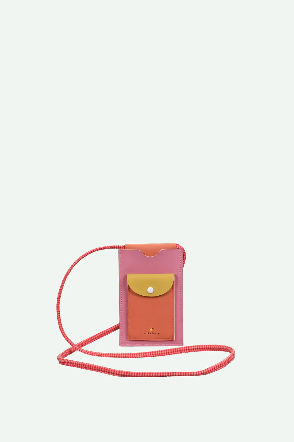 Sticky Lemon kids phone pouch with long striped cotton strap