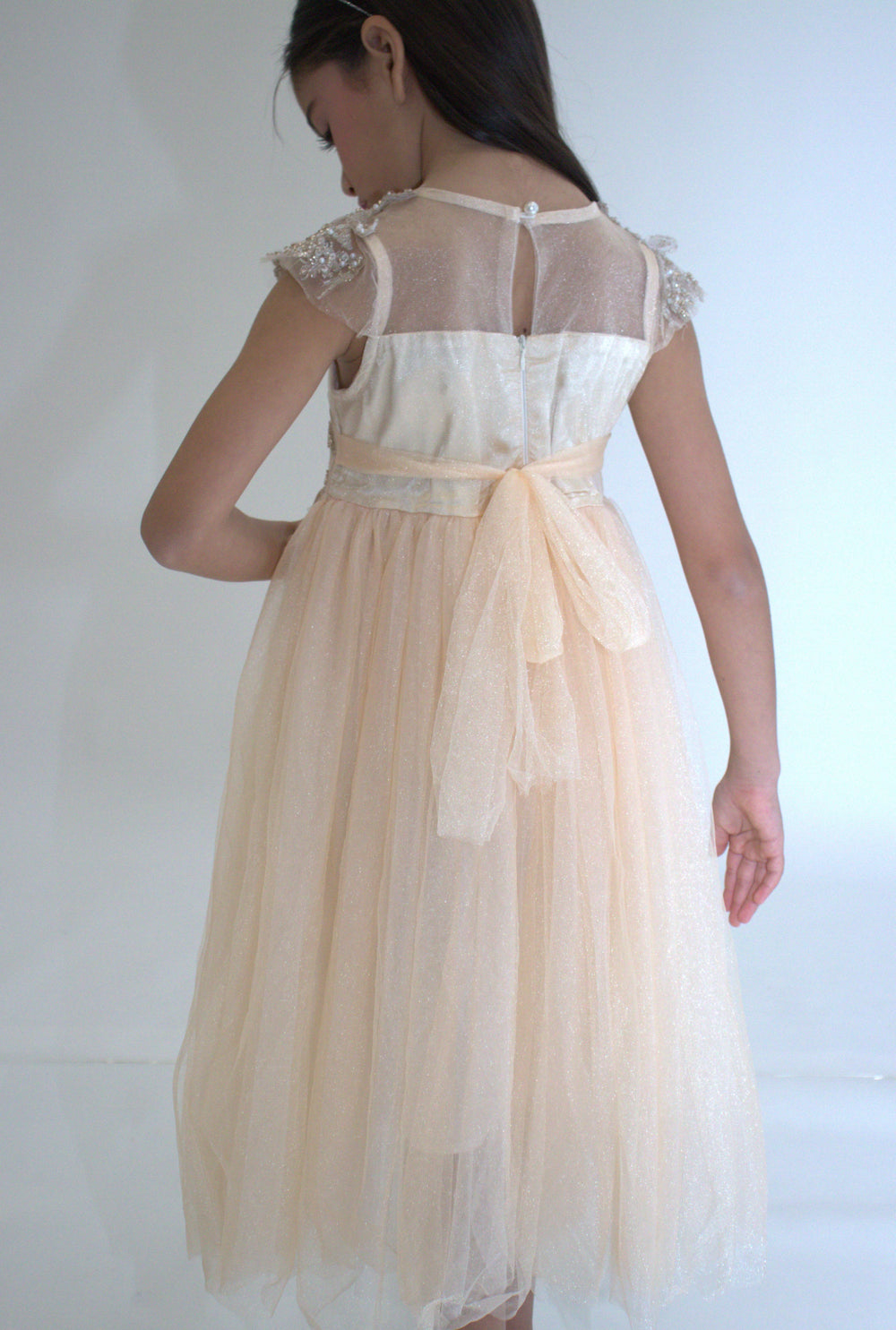 Yuko B dress girl anabelle glitter cream