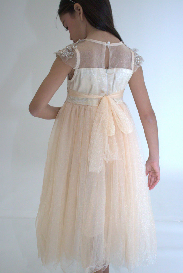Yuko B dress girl anabelle glitter cream